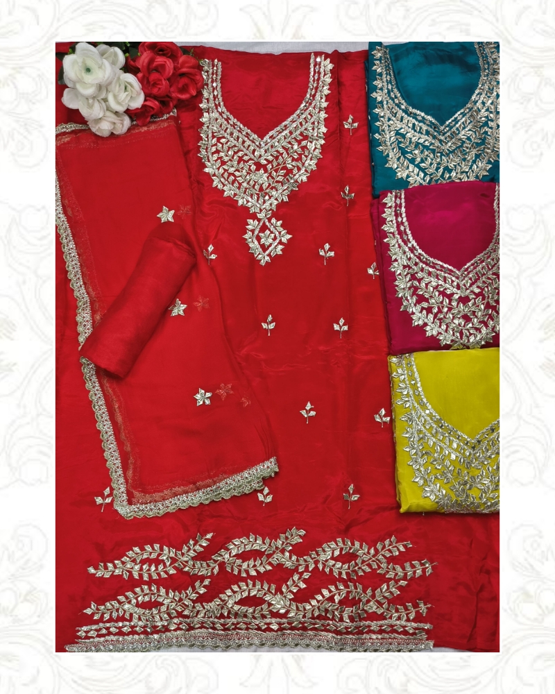 Crap Silk Fabric with Gota Patti Work Suit