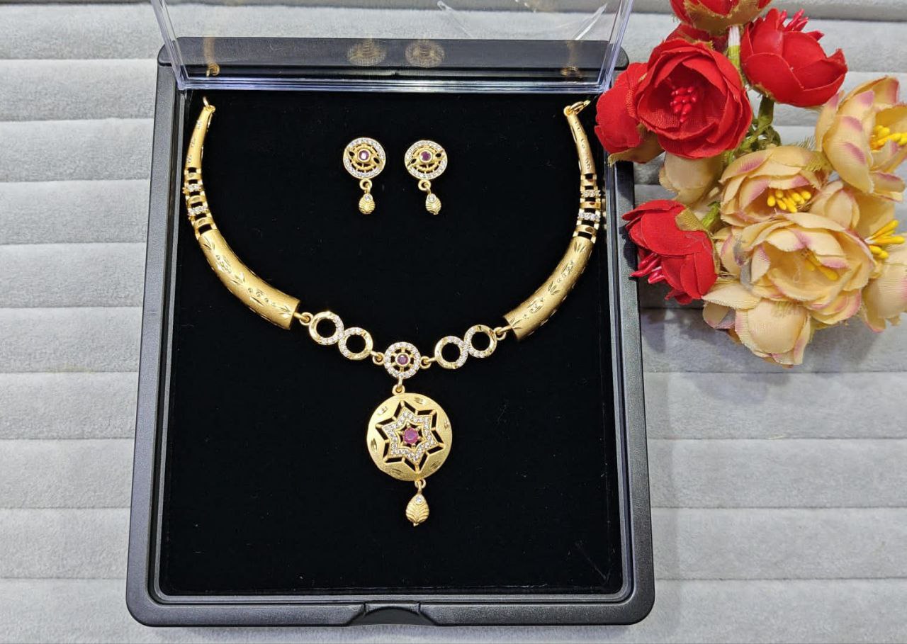 1Gram Gold Plating Neckless with Rubi Diamond